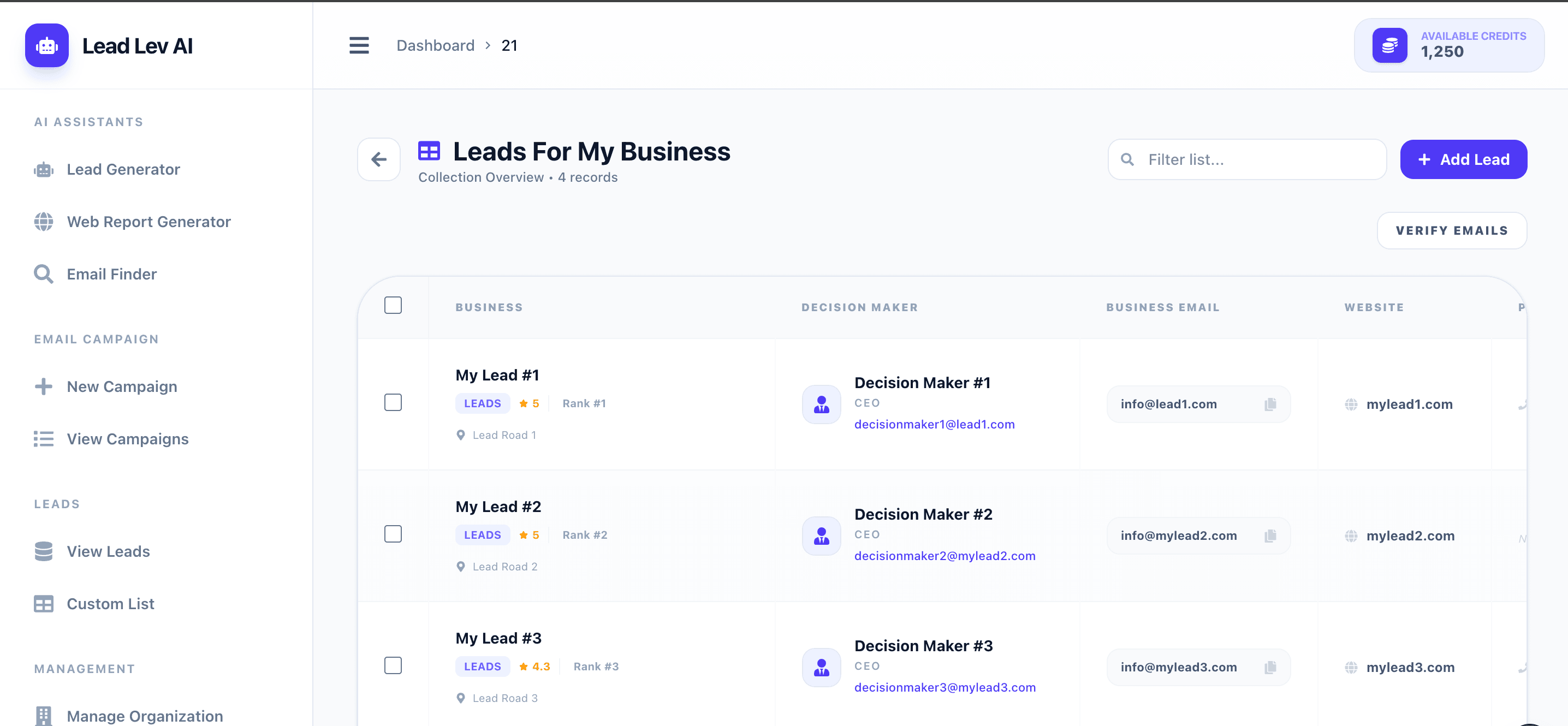 Lead List View